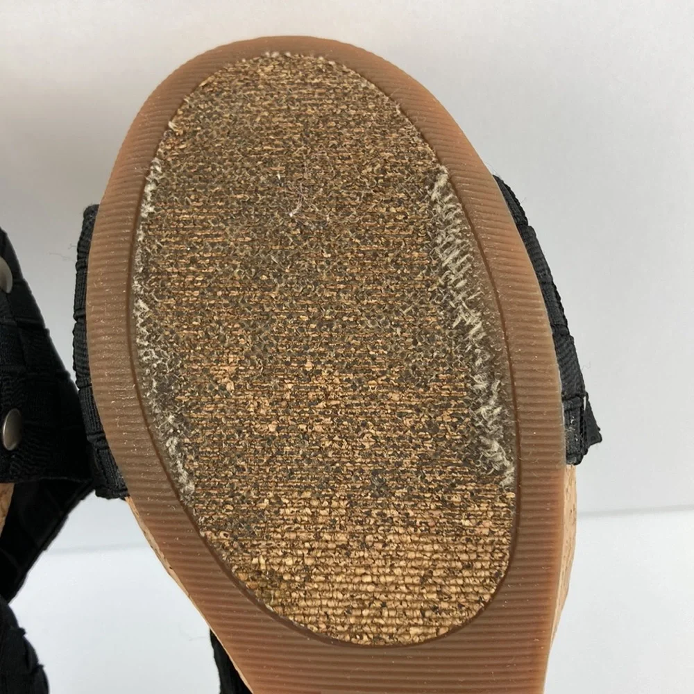 Lucky Brand Women’s Black Strap Cork Platform Sandals sz 7.5